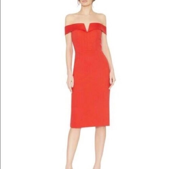 Alice + Olivia Sienna off the Shoulder Midi Dress 0 - Picture 3 of 11